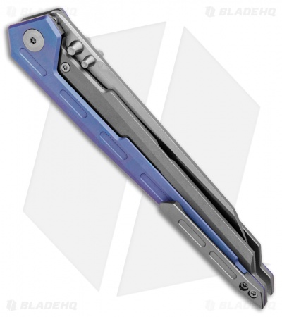 NOC Knives Wing Titanium Frame Lock Knife Blue (3.5" Stonewash) MT-0101