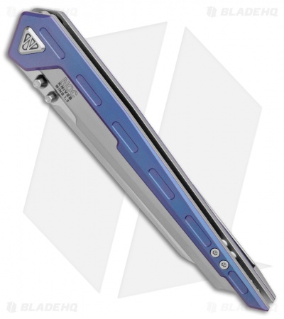 NOC Knives Wing Titanium Frame Lock Knife Blue (3.5" Stonewash) MT-0101