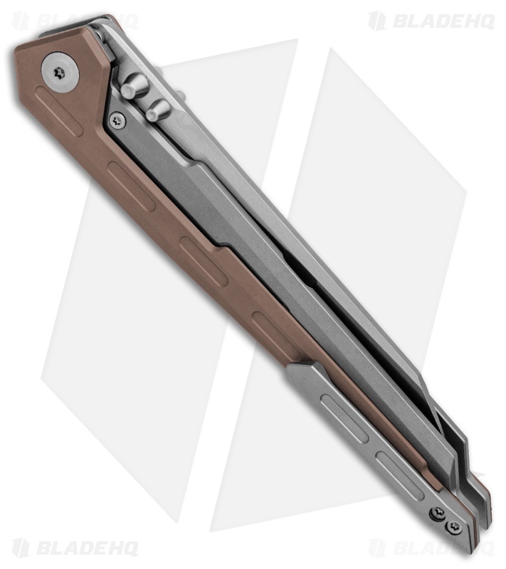NOC Knives Wing Titanium Frame Lock Knife Bronze (3.5" Stonewash) MT-0103