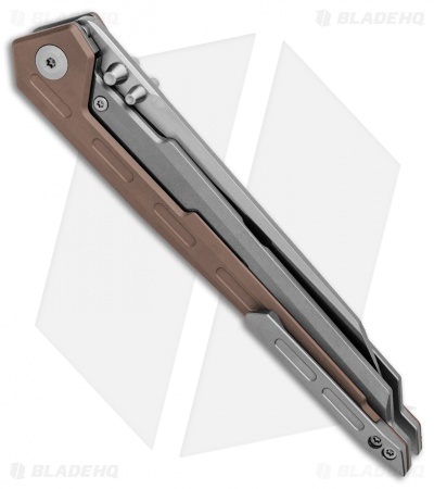 NOC Knives Wing Titanium Frame Lock Knife Bronze (3.5" Stonewash) MT-0103
