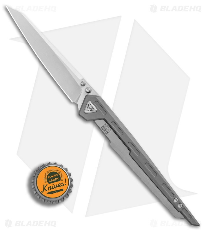 NOC Knives Wing Titanium Frame Lock Knife Grey (3.5" Stonewash) MT-0104