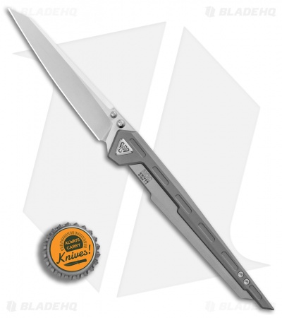 NOC Knives Wing Titanium Frame Lock Knife Grey (3.5" Stonewash) MT-0104