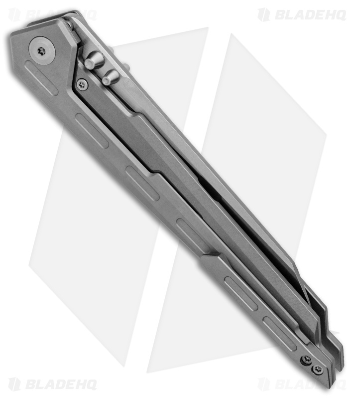NOC Knives Wing Titanium Frame Lock Knife Grey (3.5" Stonewash) MT-0104