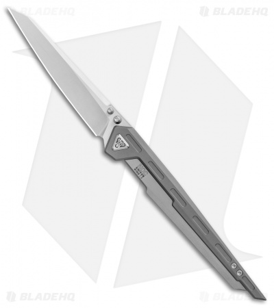 NOC Knives Wing Titanium Frame Lock Knife Grey (3.5" Stonewash) MT-0104