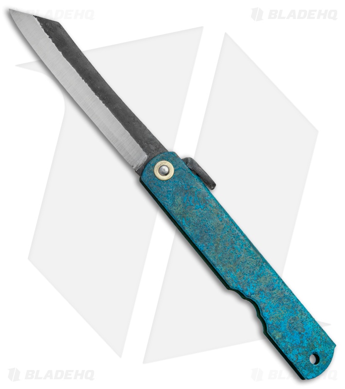 Nagao Higonokami Koriwa Friction Folder Turquoise Brass (2.8