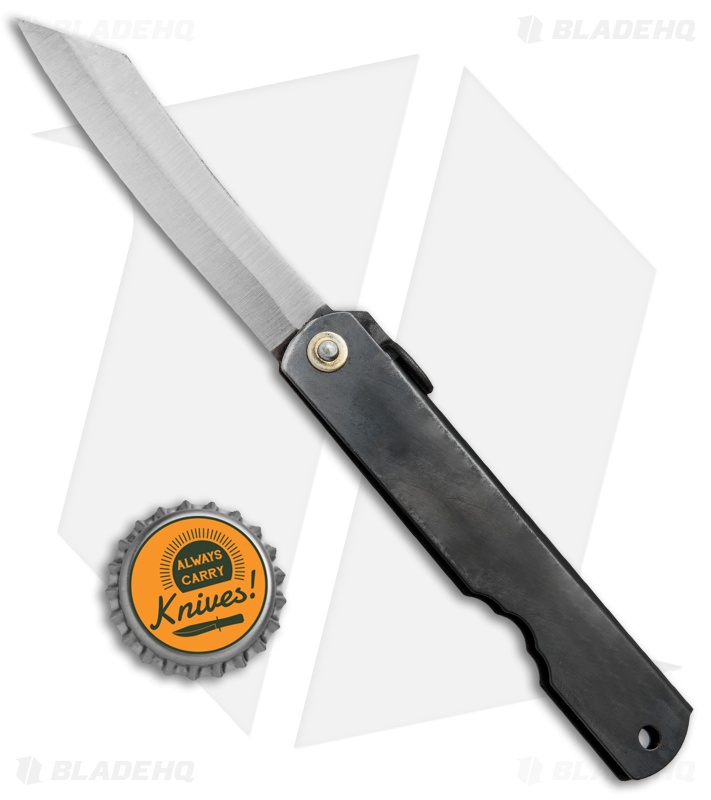 Nagao Higonokami No. 4 Friction Folder Black Stainless Steel (2.6" Satin) 