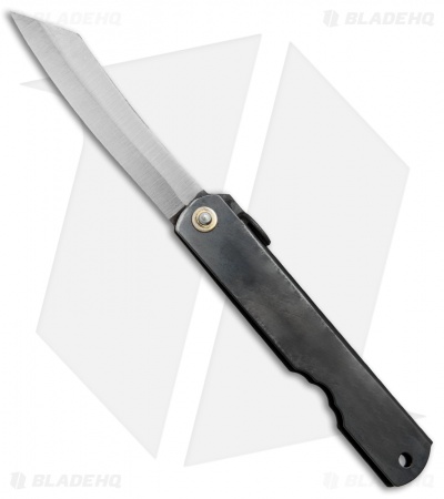 Nagao Higonokami No. 4 Friction Folder Black Stainless Steel (2.6" Satin) 