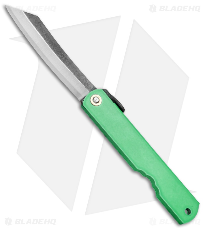 Nagao Higonokami No. 6 Friction Folder Lime Green Iron (2.8" Satin)