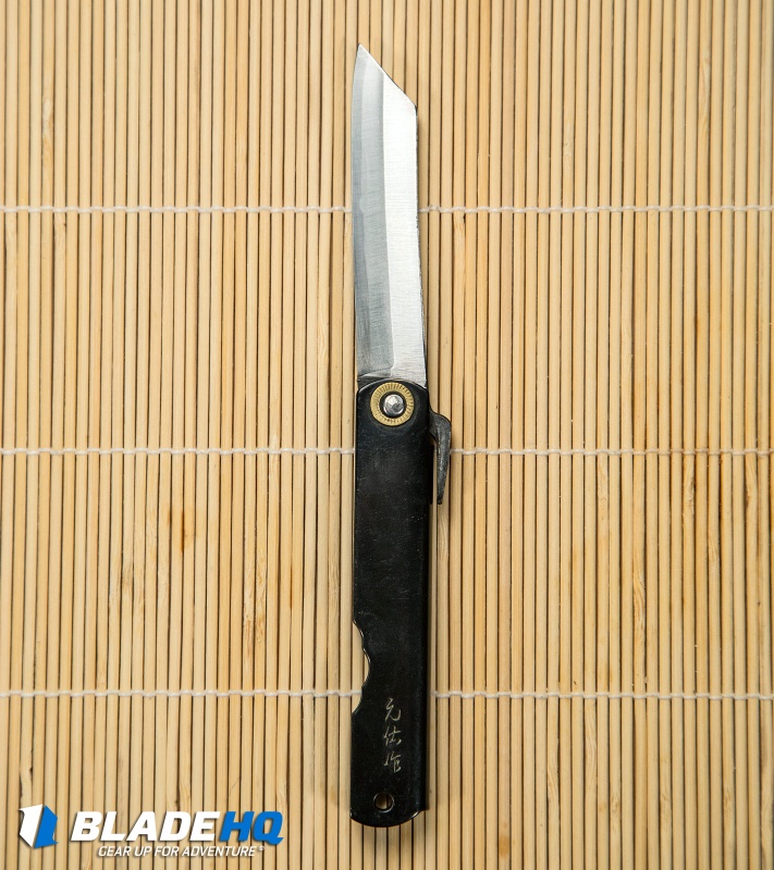 Nagao Higonokami Friction Folder Black (2.875" Shirogami) HIGO 14BL - Blade  HQ