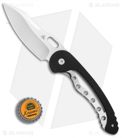 Nemesis Knives Haney Vertebrae Frame Lock Knife Black G-10 (3.5" Satin) NK-20