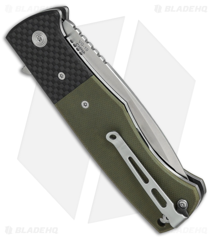 Nemesis Knives MPR-2 Liner Lock Knife OD Green G-10/CF (3.3" Satin) NK-21