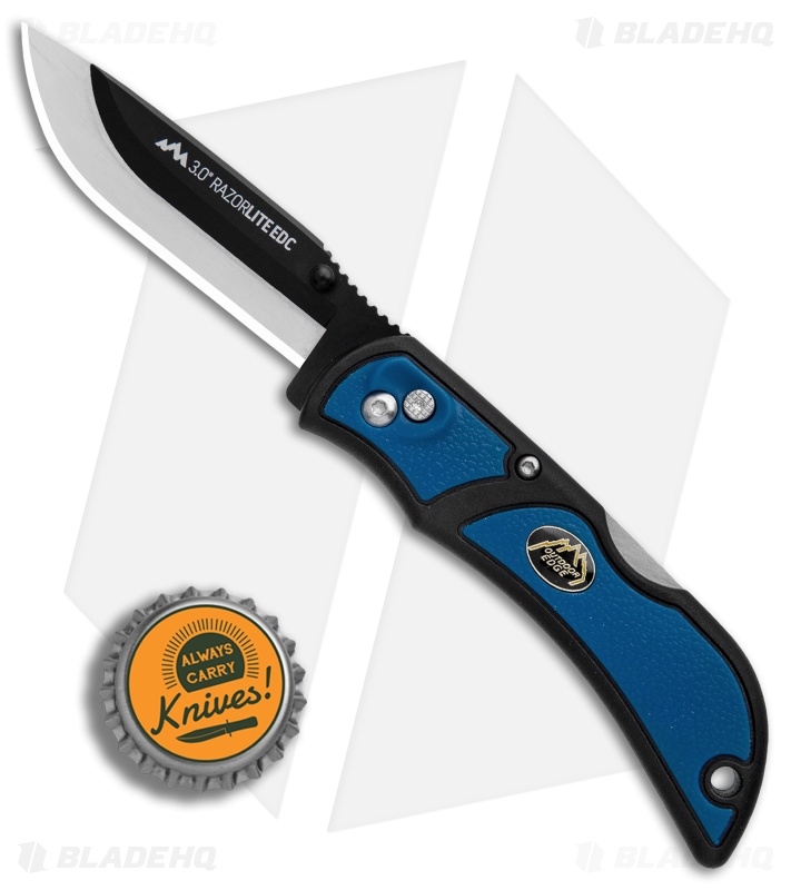 Outdoor Edge Razor Lite Lockback Knife Blue w/ 3 Extra Blades (2.8" Satin)