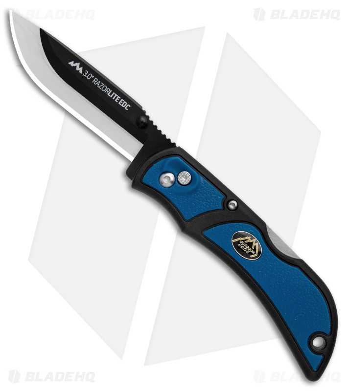 Outdoor Edge Razor Lite Lockback Knife 3 Extra Blades Outdoor Edge Razor Lite Lockback Knife Blue W 3 Extra Blades 2 8 Satin