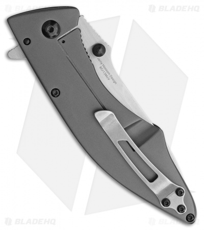 Outdoor Edge Conquer Frame Lock Knife Brown G-10  (3.5" Stonewash Serr)