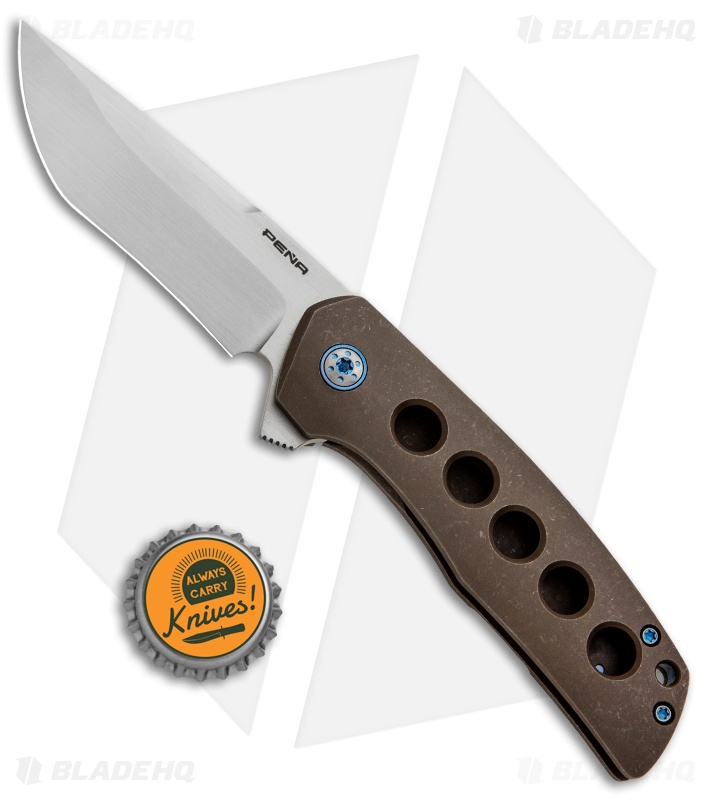 Pena Knives Custom Dingo Frame Lock Knife Bronzed Titanium (3.25" Satin) 