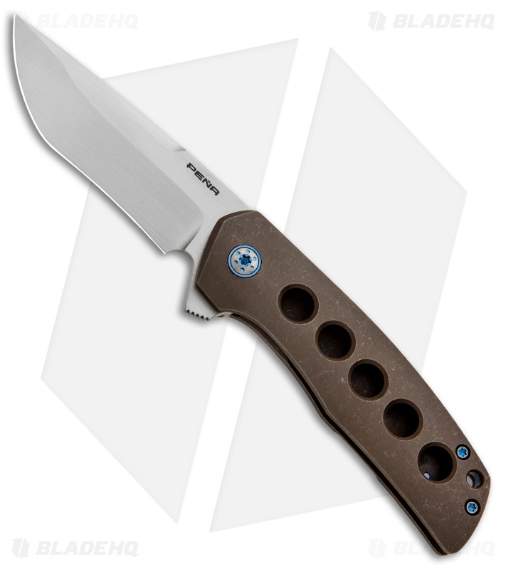 Pena Knives Custom Dingo Frame Lock Knife Bronzed Titanium (3.25" Satin) 
