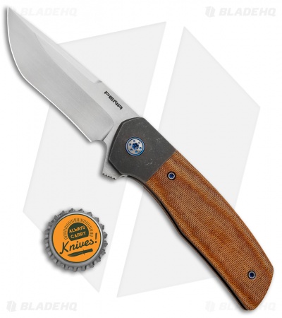 Pena Knives Custom Dingo Frame Lock Knife Brown Micarta/Ti (3.25" Satin)