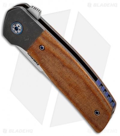 Pena Knives Custom Dingo Frame Lock Knife Brown Micarta/Ti (3.25" Satin)