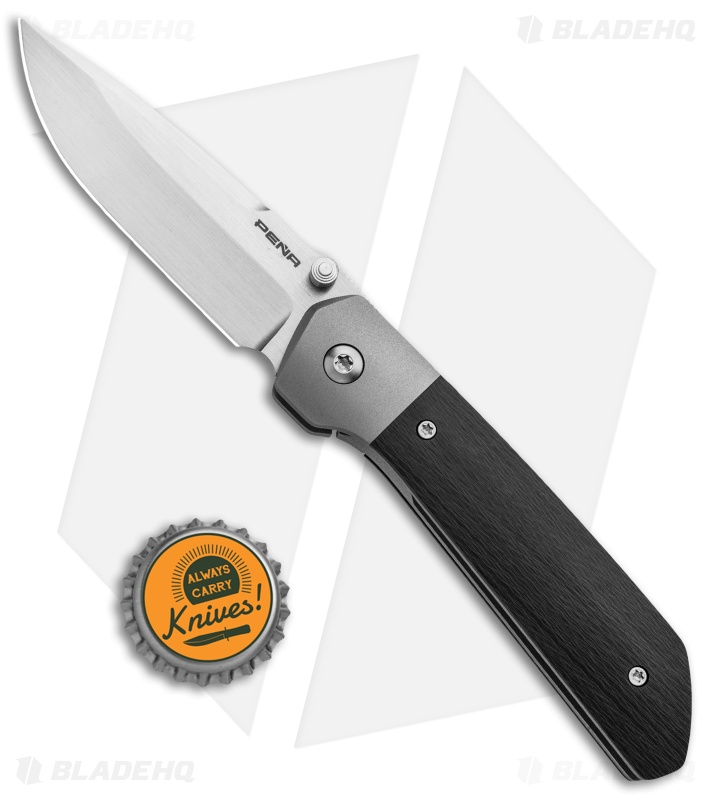 Pena Knives Custom Mula Liner Lock Knife Carbon Fiber/Purple Ti (3.25" Satin)