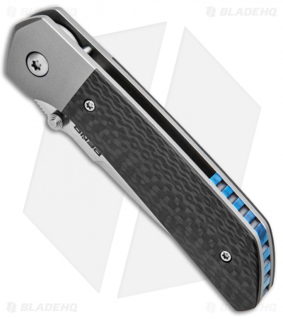 Pena Knives Custom Mula Liner Lock Knife Carbon Fiber/Blue Ti (3.25" Satin)