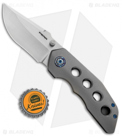 Pena Knives Custom Rhino Frame Lock Knife Blasted Ti w/Mokuti Clip (3" Satin)