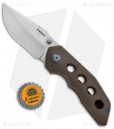 Pena Knives Custom Rhino Frame Lock Knife Bronze Titanium (3" Satin)