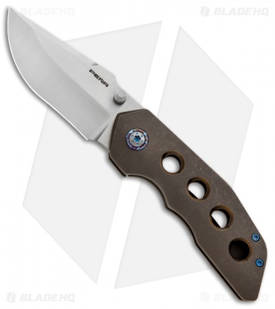 Pena Knives Custom Rhino Frame Lock Knife Bronze Titanium (3" Satin)