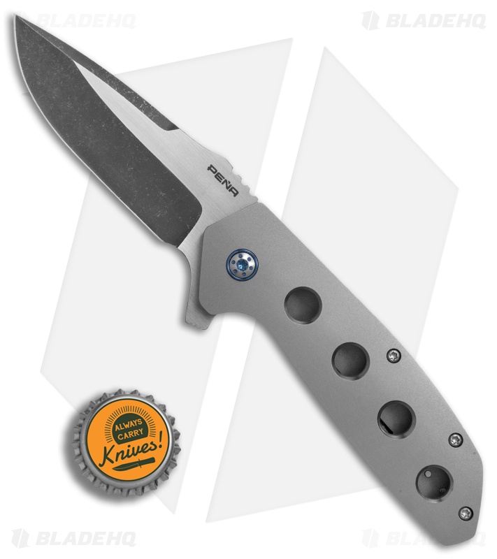 Pena Knives Custom Semi Stinger Frame Lock Knife Titanium (3.4" Two-Tone)