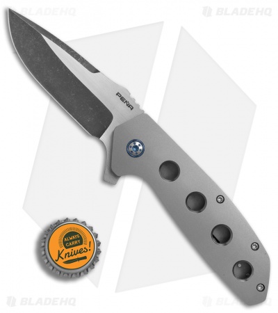 Pena Knives Custom Semi Stinger Frame Lock Knife Titanium (3.4" Two-Tone)