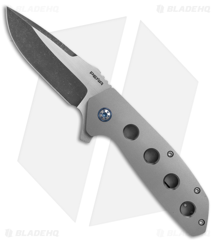 Pena Knives Custom Semi Stinger Frame Lock Knife Titanium (3.4" Two-Tone)