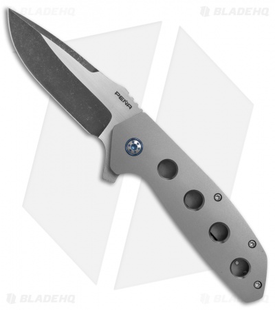 Pena Knives Custom Semi Stinger Frame Lock Knife Titanium (3.4" Two-Tone)