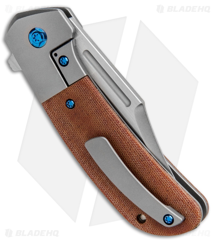 Pena Knives XSeries Lanny's Clip Flipper Knife Brown Canvas Micarta