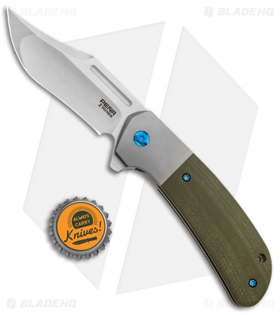 Pena Knives X-Series Lanny's Clip Flipper Knife Green G-10/Ti (3.25" Stonewash)