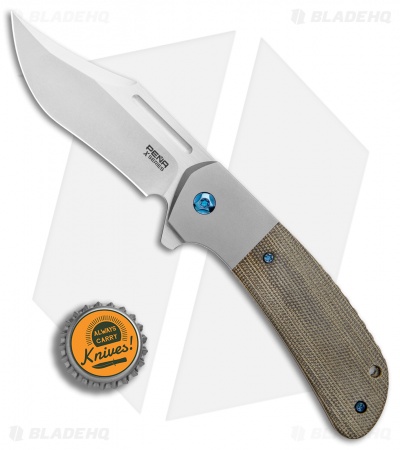 Pena Knives X-Series Lanny's Clip Flipper Knife Green Canvas Micarta (3.25" SW)