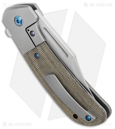 Pena Knives X-Series Lanny's Clip Flipper Knife Green Canvas Micarta (3.25" SW)