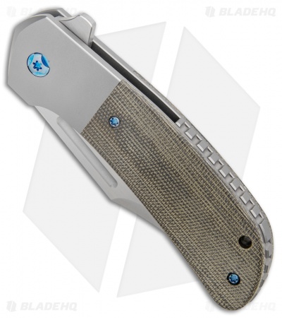 Pena Knives X-Series Lanny's Clip Flipper Knife Green Canvas Micarta (3.25" SW)