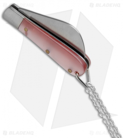 Wild Boar Pink Acrylic Knife Necklace w/Silver Chain (1.5" Satin)