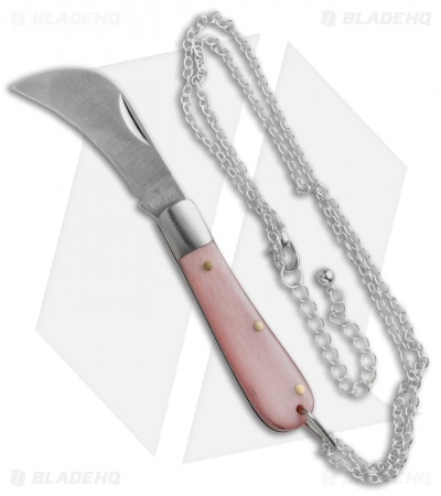 Wild Boar Pink Acrylic Knife Necklace w/Silver Chain (1.5" Satin)