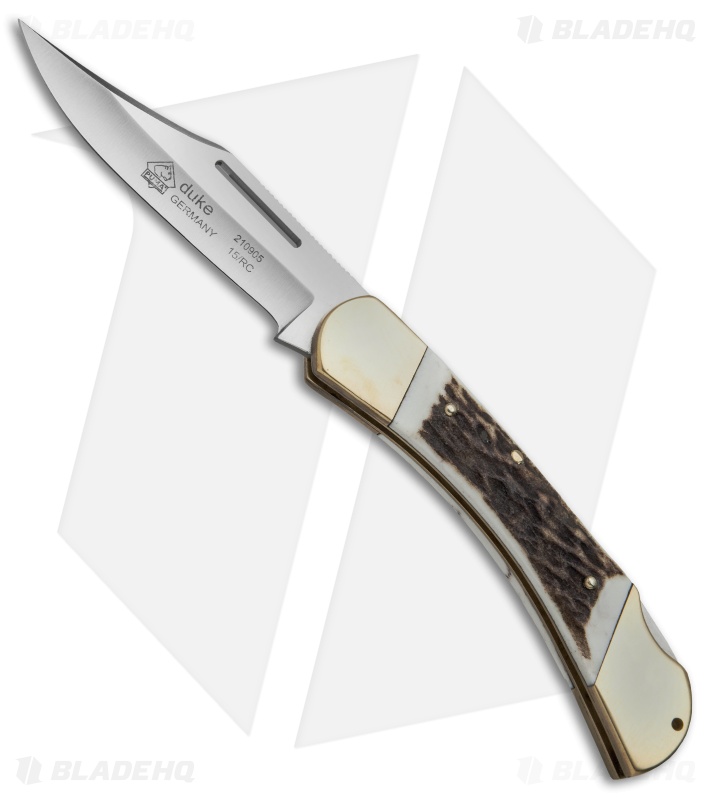 Puma Duke Lockback Knife Stag Horn (3.25" Satin) 210905 - Blade HQ