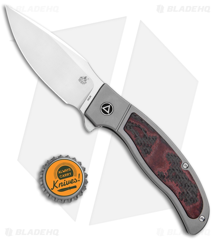 QSP Legatus Frame Lock Knife Titanium w/CF+Red G-10 Inlay (3.25" Satin) QS136-B