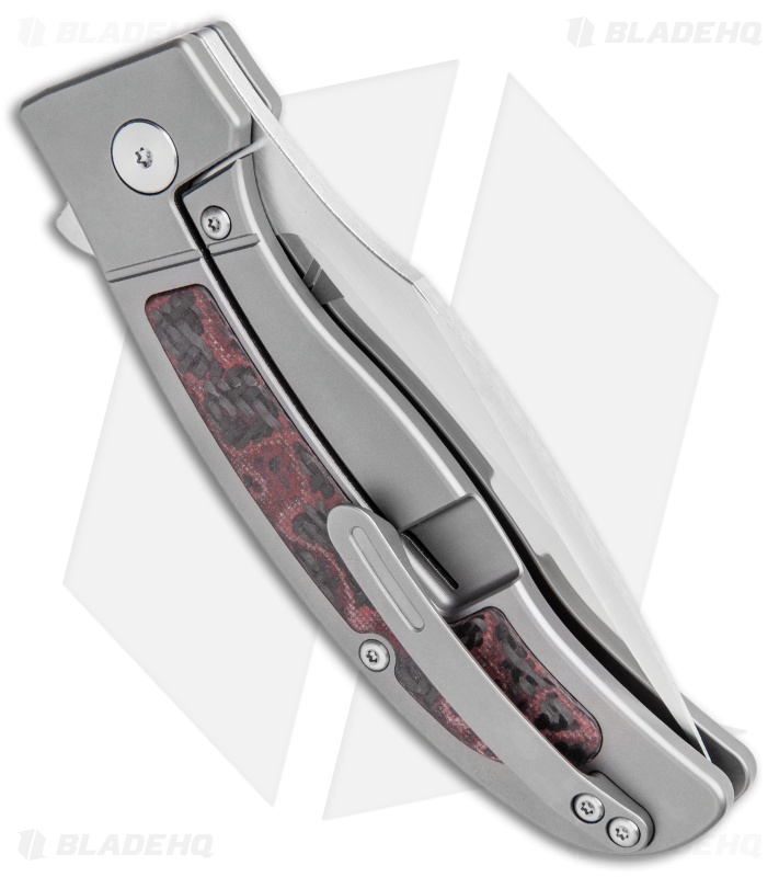 QSP Legatus Frame Lock Knife Titanium w/CF+Red G-10 Inlay (3.25" Satin) QS136-B