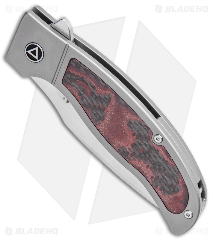 QSP Legatus Frame Lock Knife Titanium w/CF+Red G-10 Inlay (3.25" Satin) QS136-B