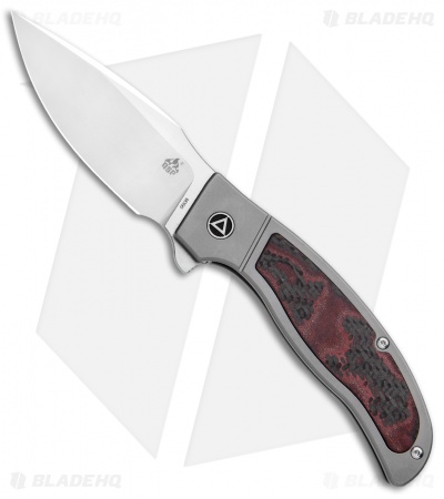 QSP Legatus Frame Lock Knife Titanium w/CF+Red G-10 Inlay (3.25" Satin) QS136-B