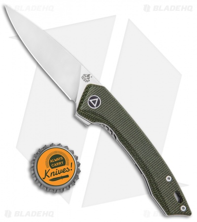 QSP Leopard Liner Lock Knife Green Linen Micarta (3" Satin) QS135-C