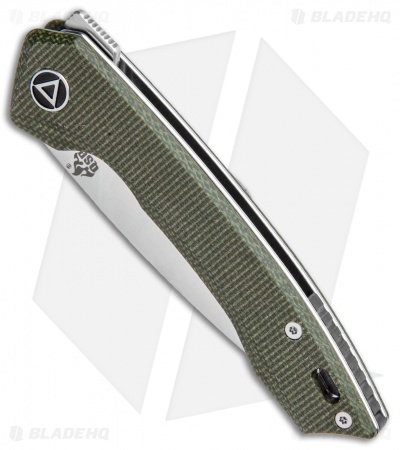QSP Leopard Liner Lock Knife Green Linen Micarta (3" Satin) QS135-C