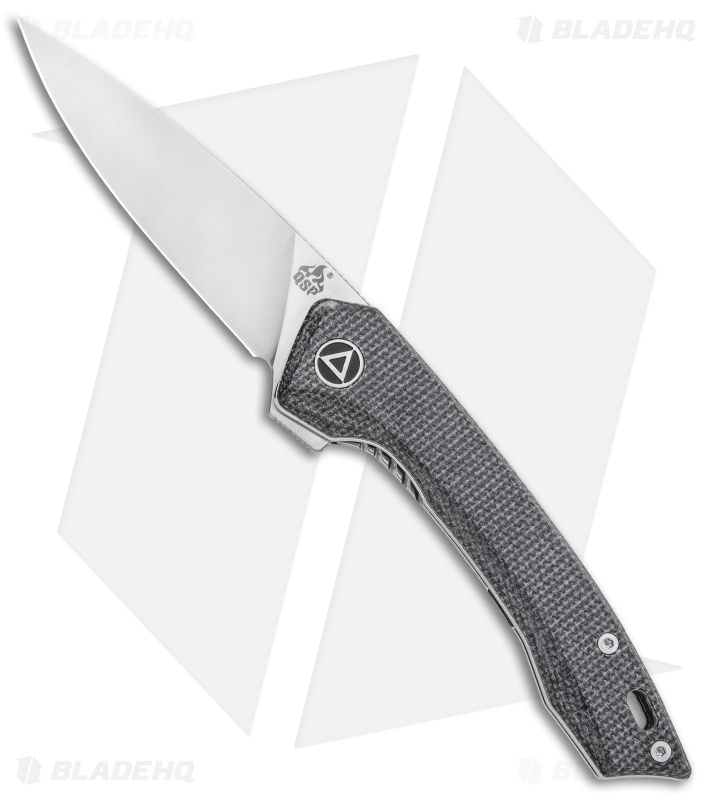 QSP Leopard Liner Lock Knife Black Linen Micarta (3" Satin) QS135-B