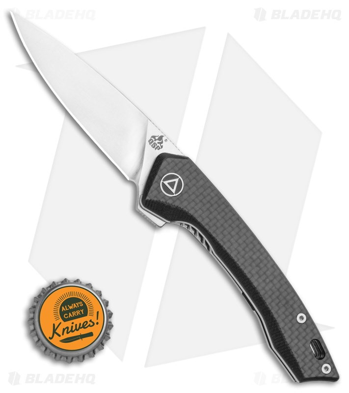 QSP Leopard Liner Lock Knife Black G-10 Carbon Fiber (3" Satin) QS135-A