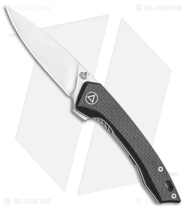 QSP Leopard Liner Lock Knife Black G-10 Carbon Fiber (3" Satin) QS135-A