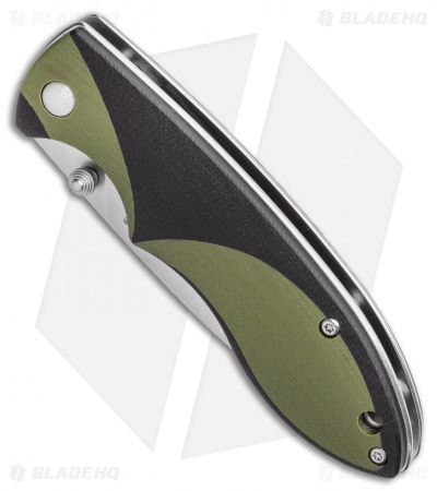 QSP Piglet Liner Lock Knife Black/Green G-10 (3.1" Satin) 