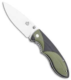 QSP Piglet Liner Lock Knife Black/Green G-10 (3.1" Satin) 